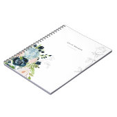 Midnight Blue Floral Blush Stationery Note Card Notitieboek (Linkerzijde)