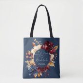 Midnight Blue Floral bruiloft Tote Bag (Voorkant)