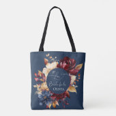 Midnight Blue Floral bruiloft Tote Bag (Achterkant)