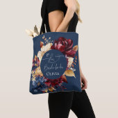 Midnight Blue Floral bruiloft Tote Bag (Dichtbij)
