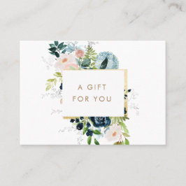 Midnight Blue Floral Gold Border Cadeaubon Visitekaartje