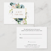 Midnight Blue Floral Gold Border Cadeaubon Visitekaartje (Voorkant / Achterkant)