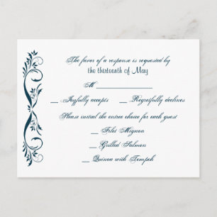 Midnight Blue Floral Posh RSVP Briefkaart