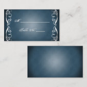 Midnight Blue Floral Posh Wedding Place Cards Plaatskaartje (Voorkant / Achterkant)