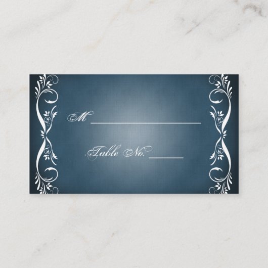 Midnight Blue Floral Posh Wedding Place Cards Plaatskaartje (Voorkant)