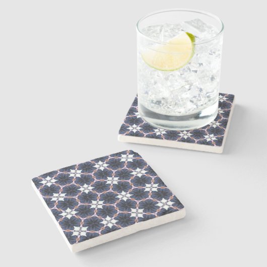 Midnight Blue Floral Stenen Onderzetter (Zijkant)