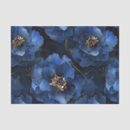 Midnight Blue Flowers Decoupage Tissue Paper Tissuepapier