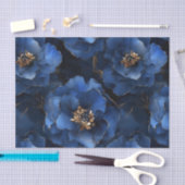 Midnight Blue Flowers Decoupage Tissue Paper Tissuepapier (Craft)