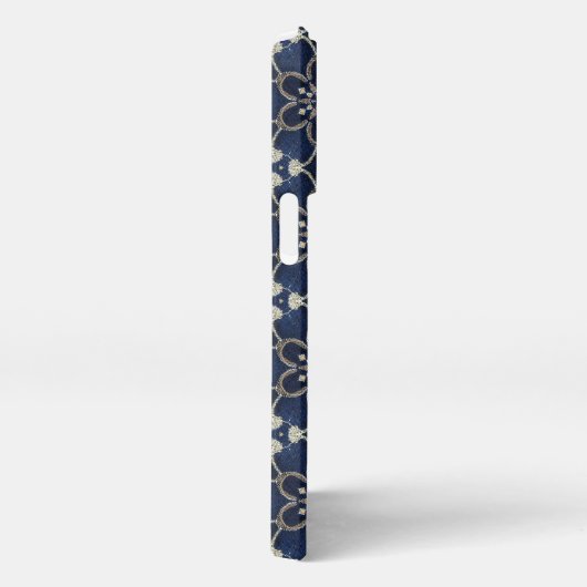 Midnight Blue Flowers Patroon iPhone Hoesje (Rechterkant)