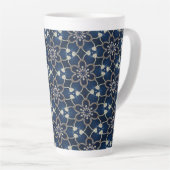 Midnight Blue Flowers Patroon Latte Mok (Rechterhoek)
