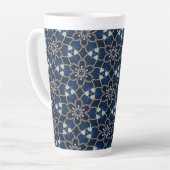Midnight Blue Flowers Patroon Latte Mok (Linkerhoek)