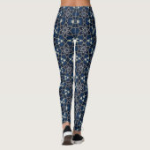 Midnight Blue Flowers Patroon Leggings (Achterkant)