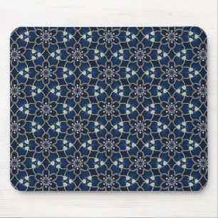 Midnight Blue Flowers Patroon Muismat