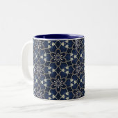 Midnight Blue Flowers Patroon Tweekleurige Koffiemok (Voorkant links)