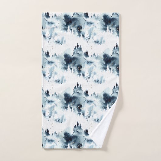 Midnight Blue Forest Waterverf Bad Handdoek (Handdoek)