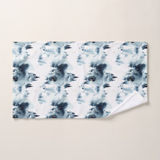 Midnight Blue Forest Waterverf Bad Handdoek (Handdoek)