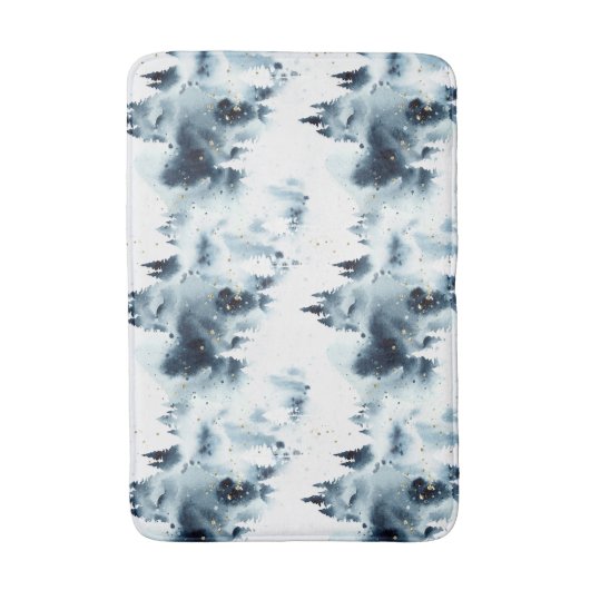 Midnight Blue Forest Waterverf Badmat (Voorkant Verticaal)