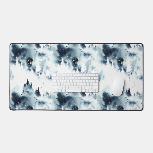 Midnight Blue Forest Waterverf Bureaumat (Keyboard & Muis)