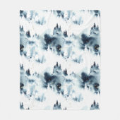 Midnight Blue Forest Waterverf Fleece Deken (Voorkant)