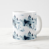 Midnight Blue Forest Waterverf Grote Koffiekop (Voorkant rechts)