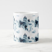 Midnight Blue Forest Waterverf Grote Koffiekop (Voorkant)