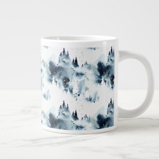 Midnight Blue Forest Waterverf Grote Koffiekop (Rechts)