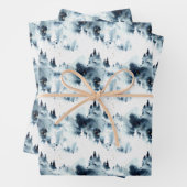 Midnight Blue Forest Waterverf Inpakpapier Vel (In situ)