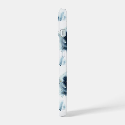 Midnight Blue Forest Waterverf iPhone 15 Case (Linkerkant)