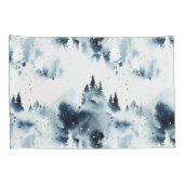 Midnight Blue Forest Waterverf Kussensloop (Achterkant-Rechts)