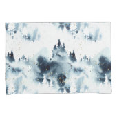 Midnight Blue Forest Waterverf Kussensloop (Voorkant-Rechts)