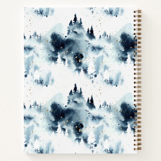 Midnight Blue Forest Waterverf Notitieboek (Achterkant)