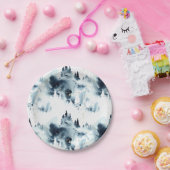 Midnight Blue Forest Waterverf Papieren Bordje (Feest)