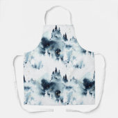 Midnight Blue Forest Waterverf Schort (Voorkant)