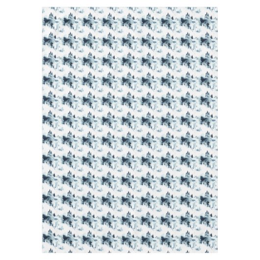 Midnight Blue Forest Waterverf Tafelkleed (Voorkant)