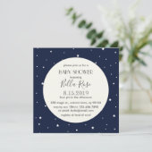 Midnight Blue Full Moon Star Baby shower Kaart (Staand voorkant)