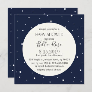 Midnight Blue Full Moon Star Baby shower Kaart