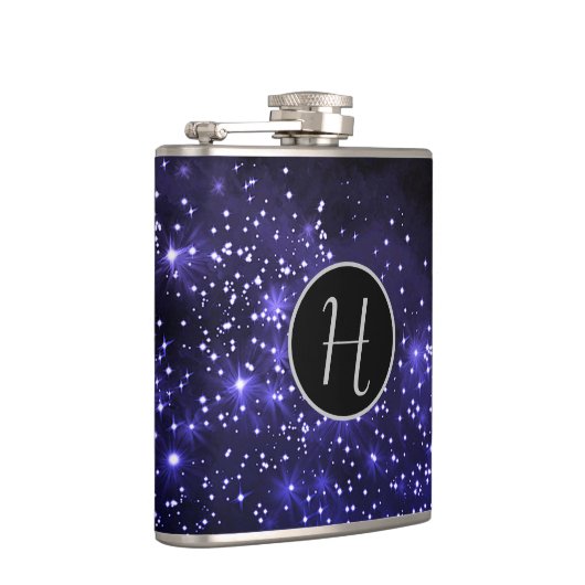 Midnight Blue Galaxy Monogrammed Heupfles (Rechts)