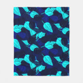 Midnight Blue gegooide bladeren Fleece Deken (Voorkant)