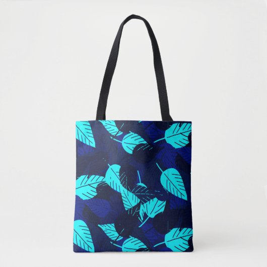 Midnight Blue gelaagde bladeren Tote Bag (Voorkant)