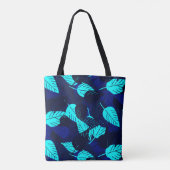 Midnight Blue gelaagde bladeren Tote Bag (Achterkant)