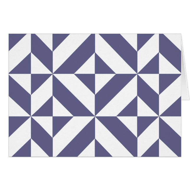 Midnight Blue Geometric Deco Cube Patroon (Voorkant Horizontaal)