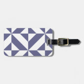 Midnight Blue Geometric Deco Cube Patroon Bagagelabel (Voorkant horizontaal)