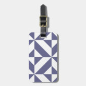 Midnight Blue Geometric Deco Cube Patroon Bagagelabel (Voorkant verticaal)
