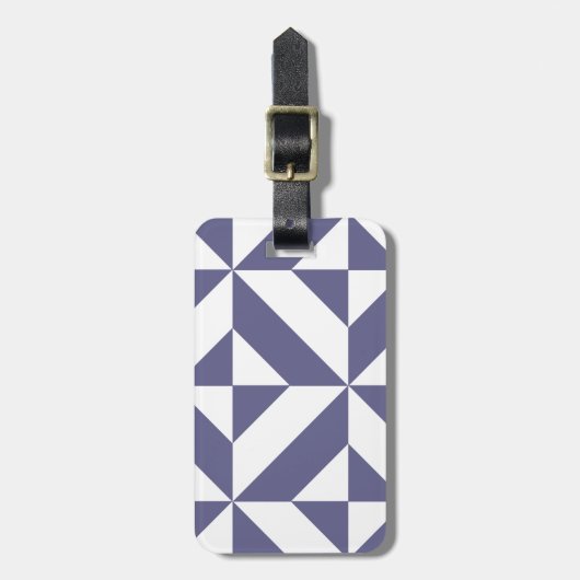 Midnight Blue Geometric Deco Cube Patroon Bagagelabel (Voorkant verticaal)