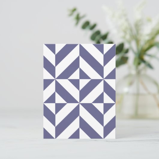 Midnight Blue Geometric Deco Cube Patroon Briefkaart (Staand voorkant)
