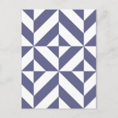 Midnight Blue Geometric Deco Cube Patroon Briefkaart (Voorkant)