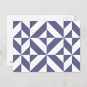 Midnight Blue Geometric Deco Cube Patroon Briefkaart (Voorkant / Achterkant)