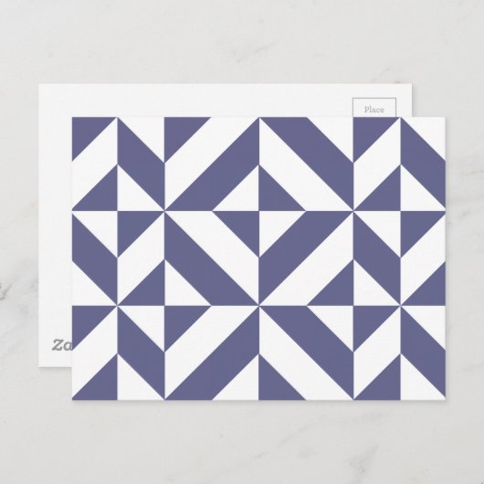 Midnight Blue Geometric Deco Cube Patroon Briefkaart (Voorkant / Achterkant)