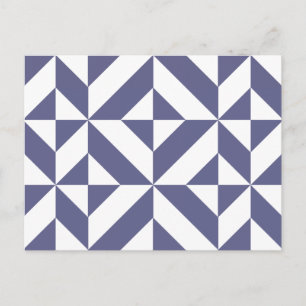 Midnight Blue Geometric Deco Cube Patroon Briefkaart
