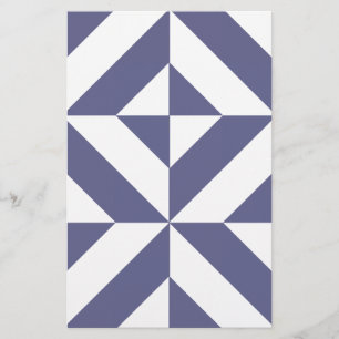 Midnight Blue Geometric Deco Cube Patroon Briefpapier